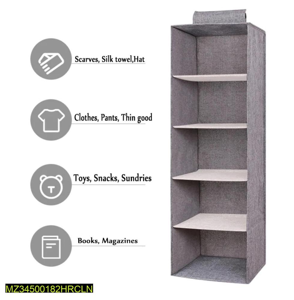5-Layer Folding Closet Organizer Non-Woven Fabric Grey - Homigo
