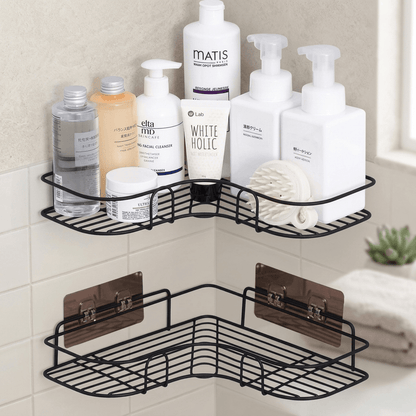 Black Stainless Steel Corner Shelf – Smart Bathroom Storage - Homigo