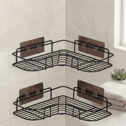 Black Stainless Steel Corner Shelf – Smart Bathroom Storage - Homigo