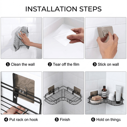 Black Stainless Steel Corner Shelf – Smart Bathroom Storage - Homigo