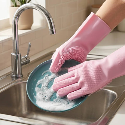 Silicone Dish Washing Gloves – Reusable Cleaning Gloves - Homigo