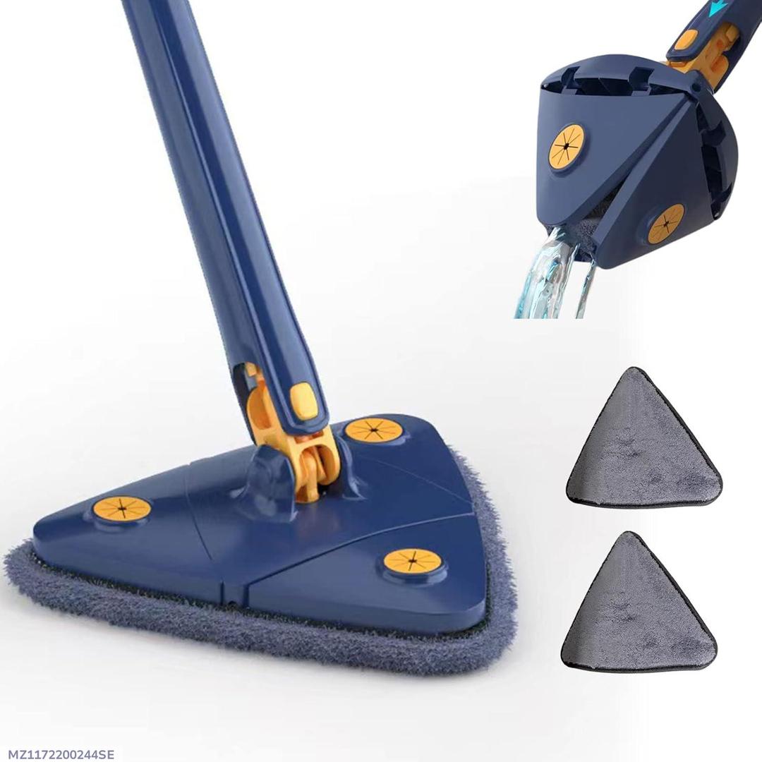 Blue Triangle Mop with Water Spray & Replaceable Pads - Homigo