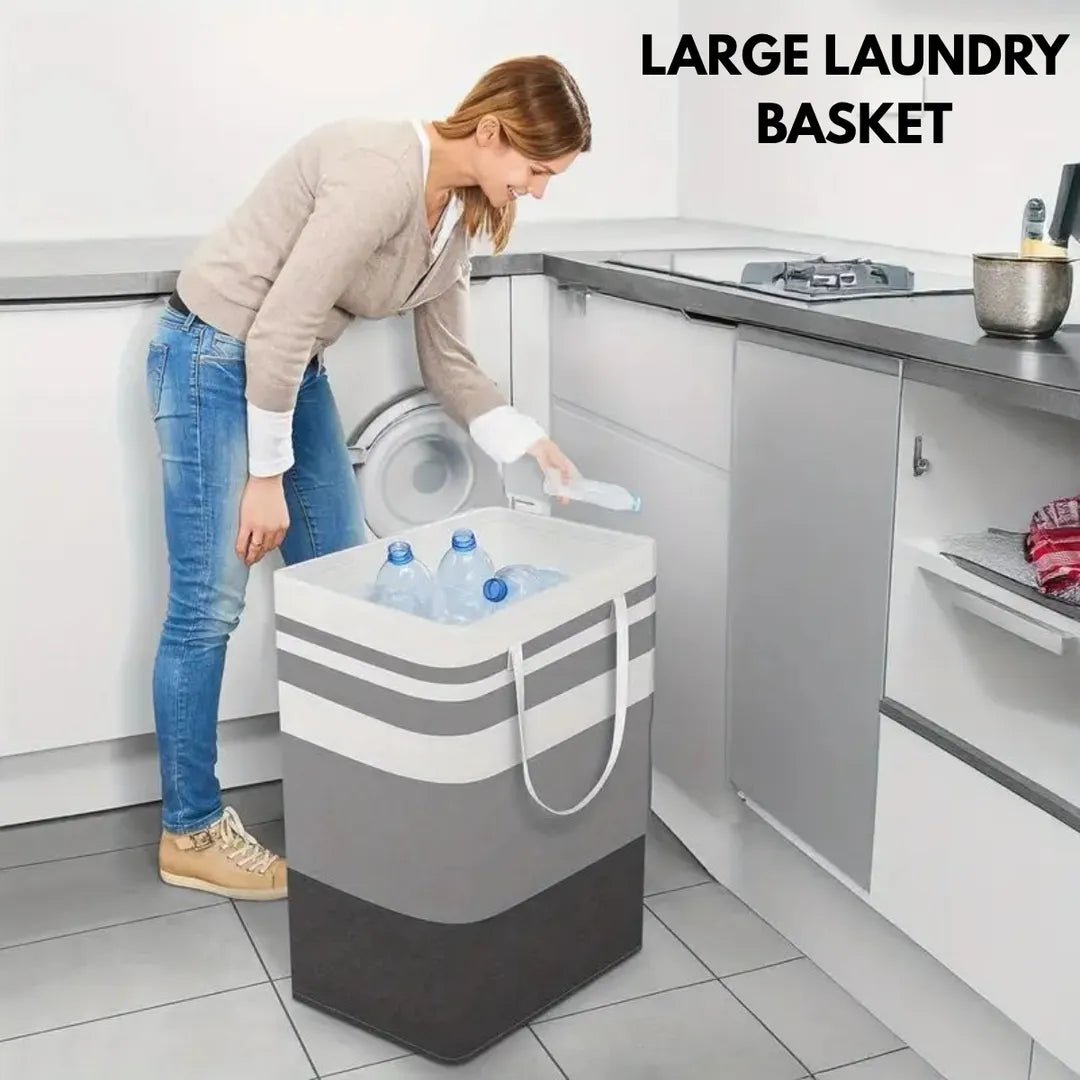 Multicolor Foldable Laundry Basket 20x12" Durable Non-Woven - Homigo