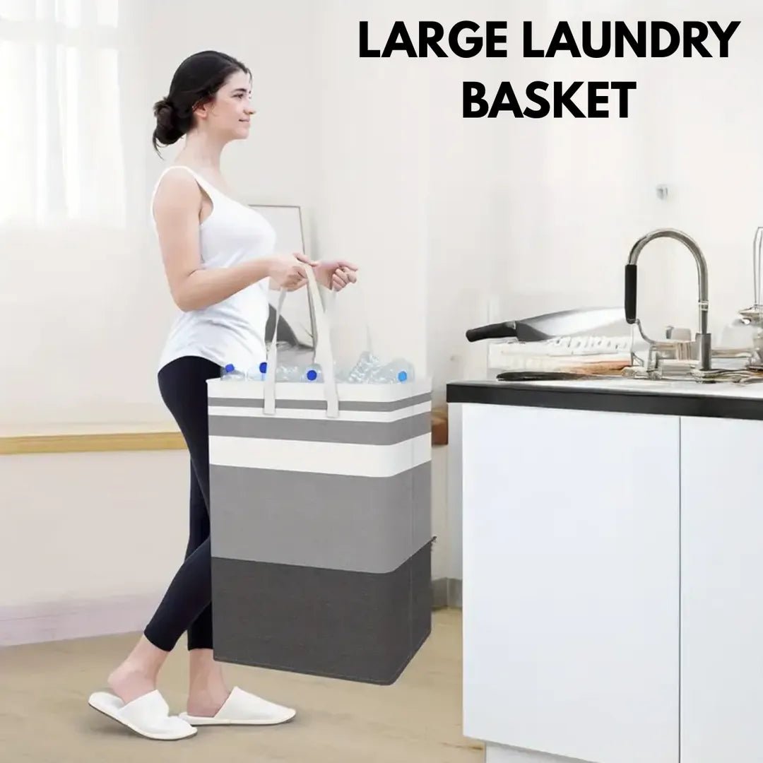 Multicolor Foldable Laundry Basket 20x12" Durable Non-Woven - Homigo
