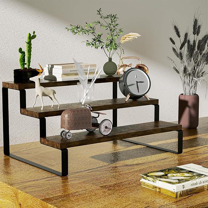 Wooden Bathroom Rack Black Metal Legs 14x9x6 Inch - Homigo