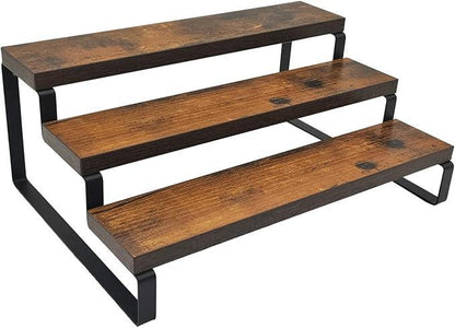 Wooden Bathroom Rack Black Metal Legs 14x9x6 Inch - Homigo