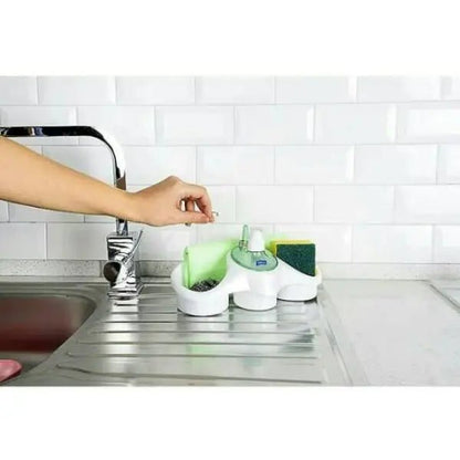 3-in-1 Soap Dispenser with Sponge Holder – Kitchen Sink Organizer with Liquid Soap Pump – Dish Wash Soap Box & Scrubber Stand - Homigo
