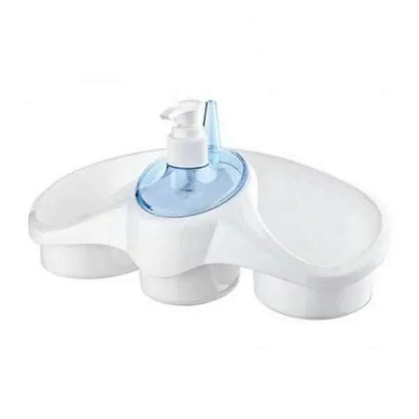 3-in-1 Soap Dispenser with Sponge Holder – Kitchen Sink Organizer with Liquid Soap Pump – Dish Wash Soap Box & Scrubber Stand - Homigo