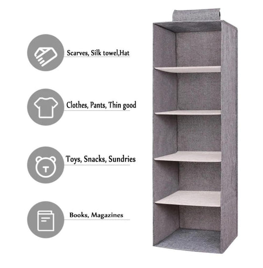 5-Layer Folding Closet Organizer Non-Woven Fabric Grey - Homigo