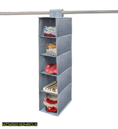 5-Layer Folding Closet Organizer Non-Woven Fabric Grey - Homigo