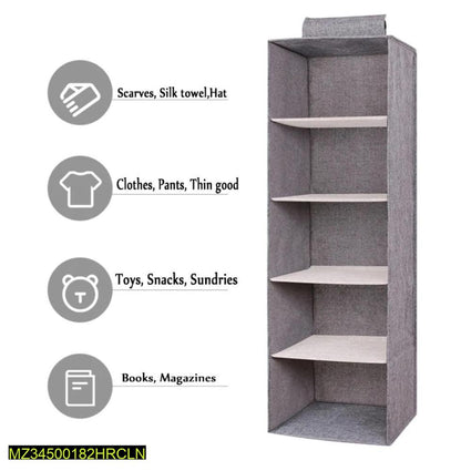 5-Layer Folding Closet Organizer Non-Woven Fabric Grey - Homigo