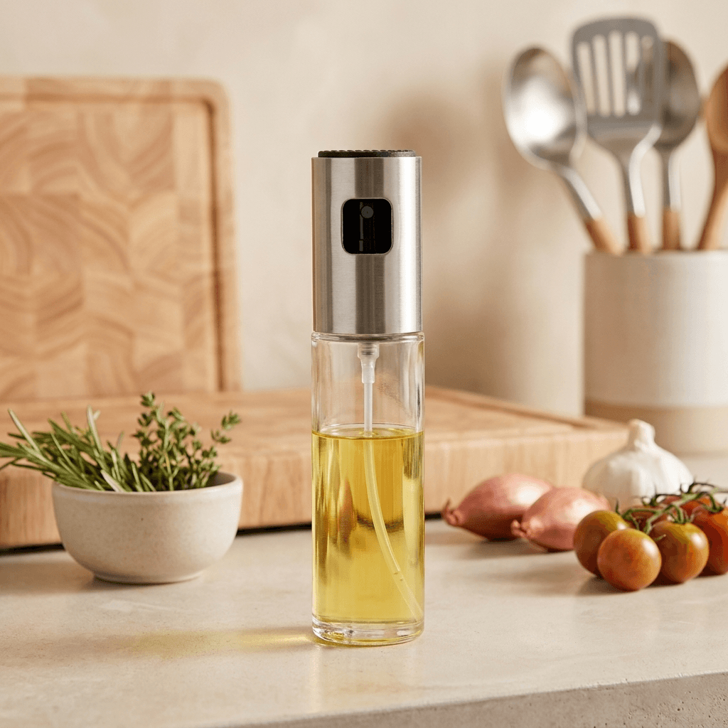 Glass Cooking Oil Sprayer – 7.1" White Non-Slip Grip - Homigo