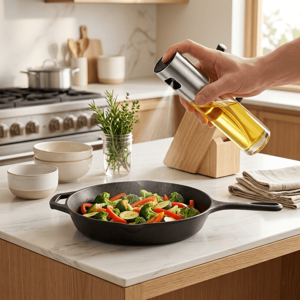 Glass Cooking Oil Sprayer – 7.1" White Non-Slip Grip - Homigo
