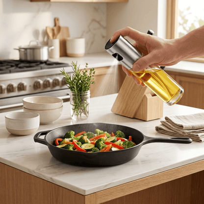 Glass Cooking Oil Sprayer – 7.1" White Non-Slip Grip - Homigo