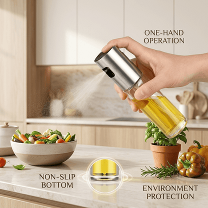 Glass Cooking Oil Sprayer – 7.1" White Non-Slip Grip - Homigo
