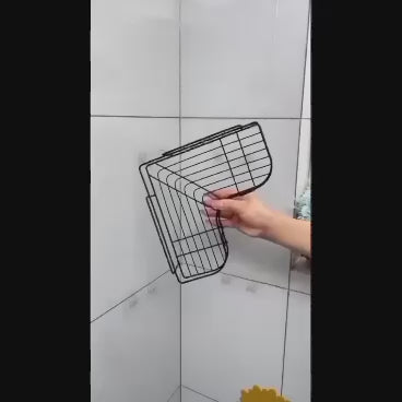 Black Stainless Steel Corner Shelf – Smart Bathroom Storage